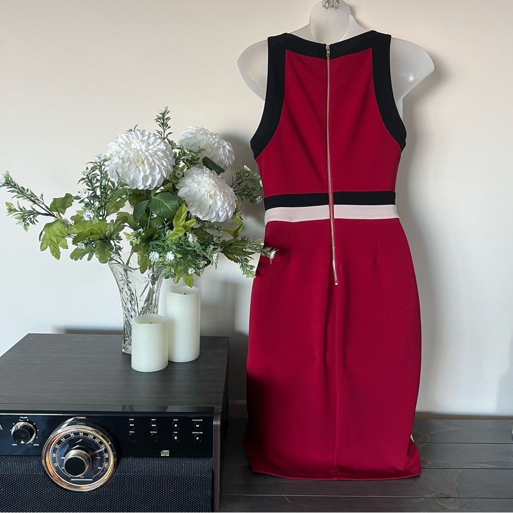 Red/black/beige pin-up style midi dress - Picture 7 of 12